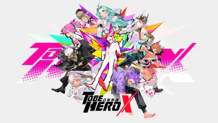 To Be Hero X 4K Ultra HD PC desktop wallpaper: vibrant collage of colorful anime heroes and villains circling a central white-suited protagonist, with the bold series logo beneath.
