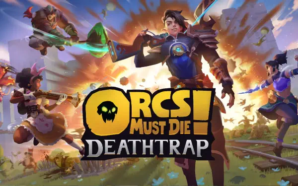 A dynamic HD desktop wallpaper featuring characters from the video game Orcs Must Die! Deathtrap, showcasing action-packed scenes and vibrant artwork.