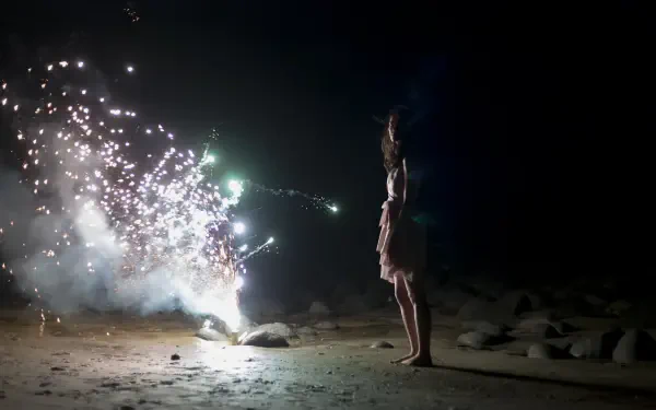 woman fireworks night beach HD Desktop Wallpaper | Background Image