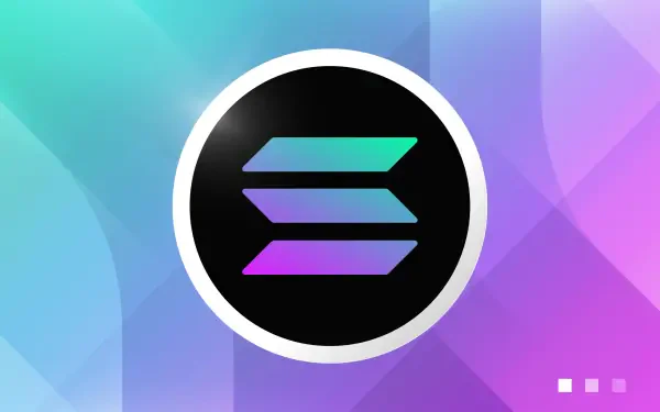 HD wallpaper featuring the Solana logo, set against a vibrant gradient background, representing blockchain technology and cryptocurrency.