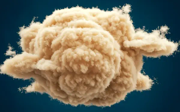 A 4K Ultra HD desktop wallpaper featuring a textured, fluffy cloud against a smooth blue background, creating a serene and vibrant visual experience for your PC.