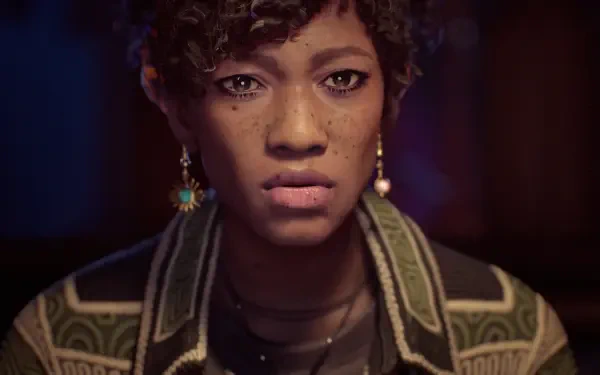 A close-up of a character from the video game Lost Records: Bloom & Rage, showcasing detailed facial features and expression in a 4K Ultra HD backdrop.