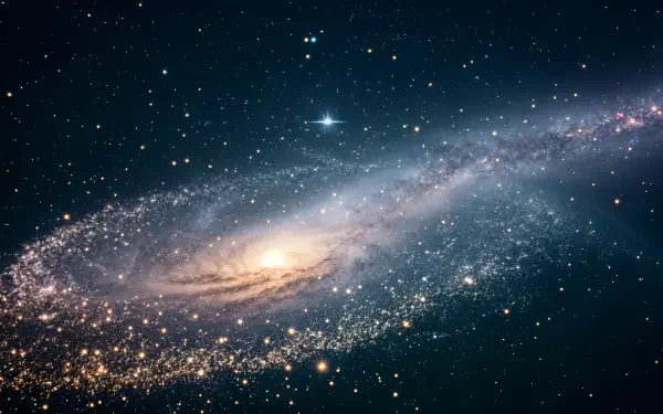 A stunning 4K Ultra HD image of cosmic dust swirling around a spiral galaxy, set against a backdrop of distant stars and deep space. A mesmerizing view for any desktop wallpaper.