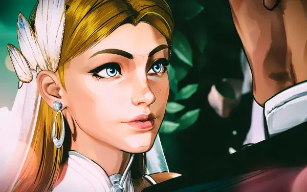 4K Ultra HD PC wallpaper featuring a close-up of a blonde female character from the Marvel Rivals video game, showcasing detailed, vibrant digital art.