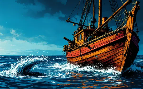 fishing boat ship ocean water wave HD Desktop Wallpaper | Background Image