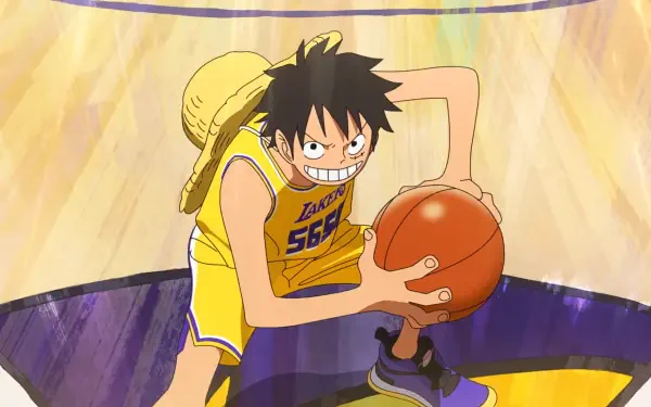 Anime One Piece Monkey D. Luffy basketball Los Angeles Lakers HD Desktop Wallpaper | Background Image