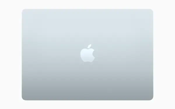 A sleek MacBook Air displaying the iconic Apple logo, set against a clean backdrop, showcasing modern technology in a high-definition desktop wallpaper.