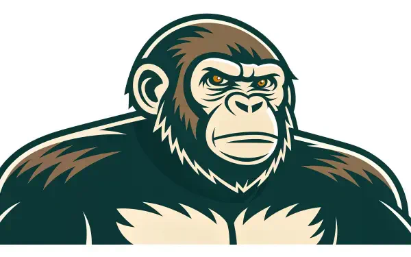 A bold, stylized graphic of an ape with a stern expression, set against a clean background. This image serves as a striking 4K Ultra HD PC desktop wallpaper and background.