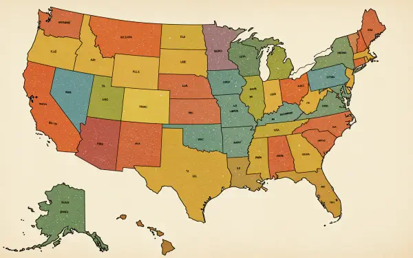 A colorful map of the USA showcasing all states, presented in a 4K Ultra HD format, makes an engaging desktop wallpaper or background.