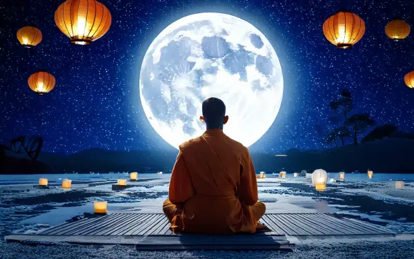 meditation calm moon night scene Stars HD Desktop Wallpaper | Background Image