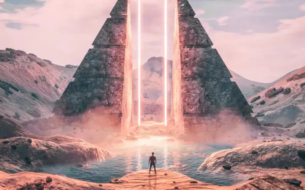Digital artwork pyramid Sci Fi landscape HD Desktop Wallpaper | Background Image