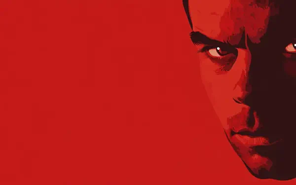 High-definition wallpaper featuring a close-up of Michael C. Hall as Dexter, set against a bold red background, capturing the show's intense and dramatic essence.