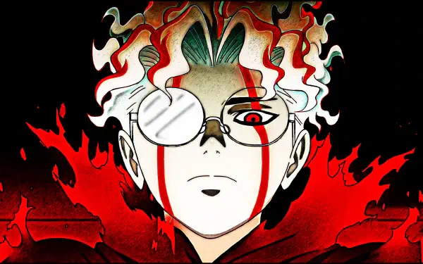 A striking 4K Ultra HD anime wallpaper featuring a character from Dandadan, characterized by vivid red accents and unique hair, set against a dark background.