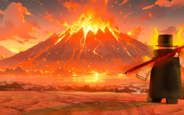 Roblox volcano warrior red Clean HD Desktop Wallpaper | Background Image