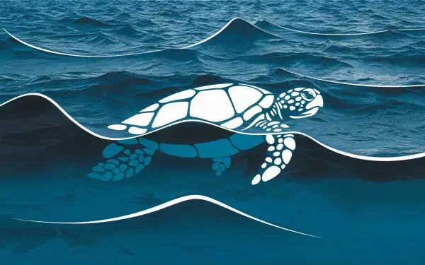 A sea turtle gracefully swims through ocean waves in this stunning 4K Ultra HD PC desktop wallpaper, capturing the serene beauty of marine life.