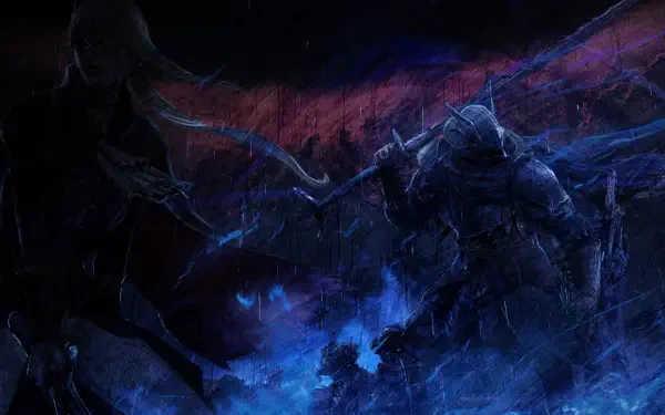 HD PC desktop wallpaper featuring a dark, intense battle scene from the video game Elden Ring Nightreign, capturing the game's atmospheric and fantasy elements.