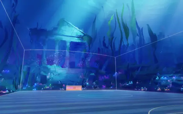 4K Ultra HD PC desktop wallpaper featuring an underwater scene from the video game REMATCH, showcasing submerged ruins and vibrant aquatic life.