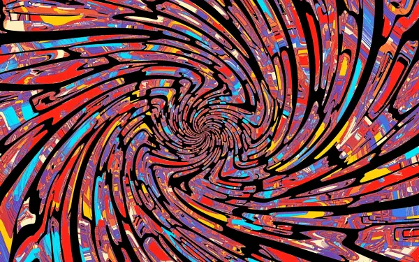 A vibrant, swirling abstract pattern in vivid colors representing a headache, designed as a 4K Ultra HD PC desktop wallpaper and background.