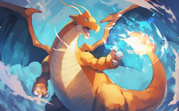HD PC desktop wallpaper featuring Mega Dragonite from the video game Pokémon Legends Z-A, showcasing the powerful dragon in action with vibrant energy effects.