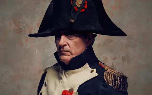 4K Ultra HD PC desktop wallpaper: stern portrait of a Napoleonic-era officer in a bicorne hat and decorated uniform, dramatic lighting on a muted textured background.