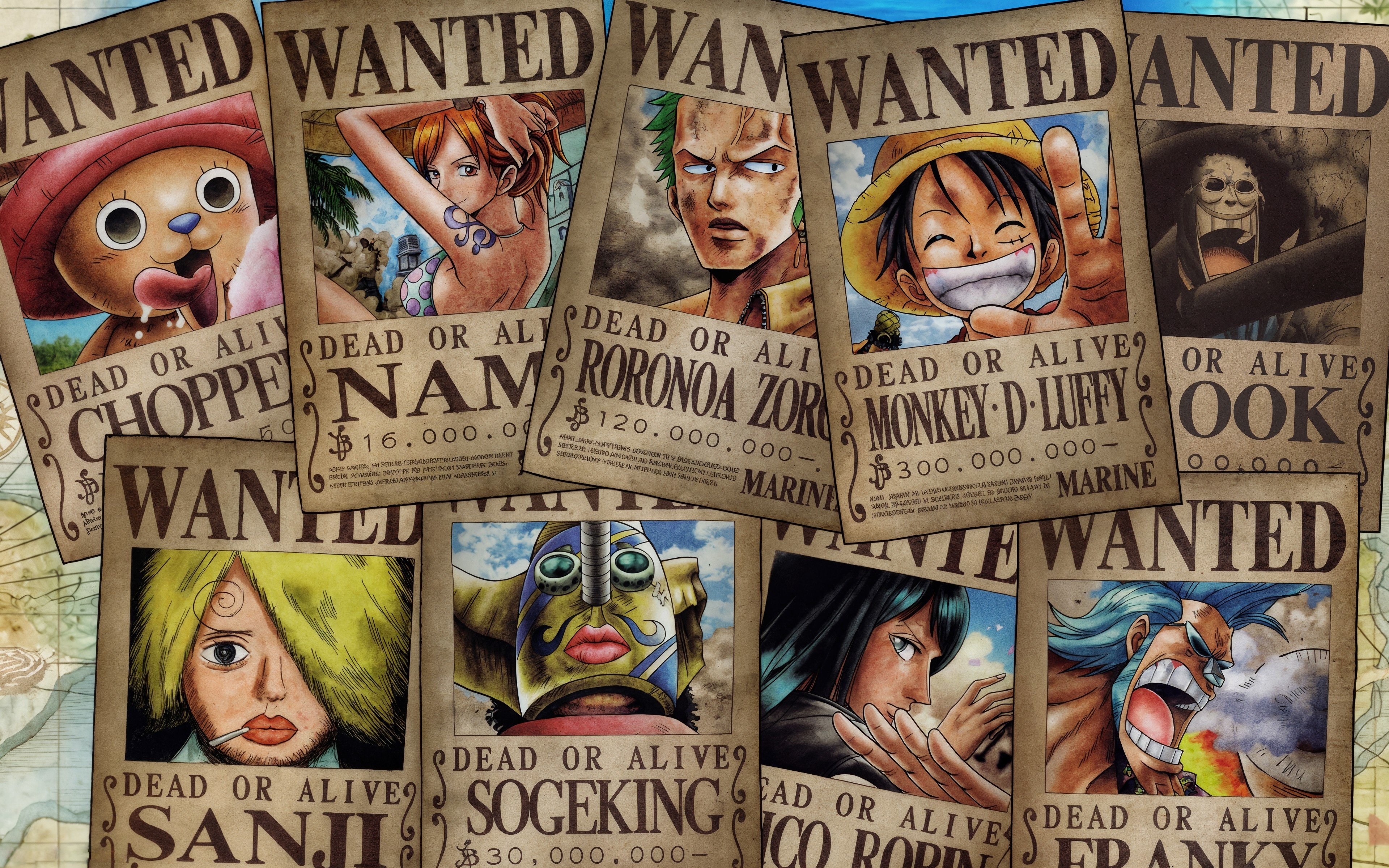 One Piece HD Wallpaper: Legendary Wanted Pirates Collection by RoninGFX, image size:3840x2400