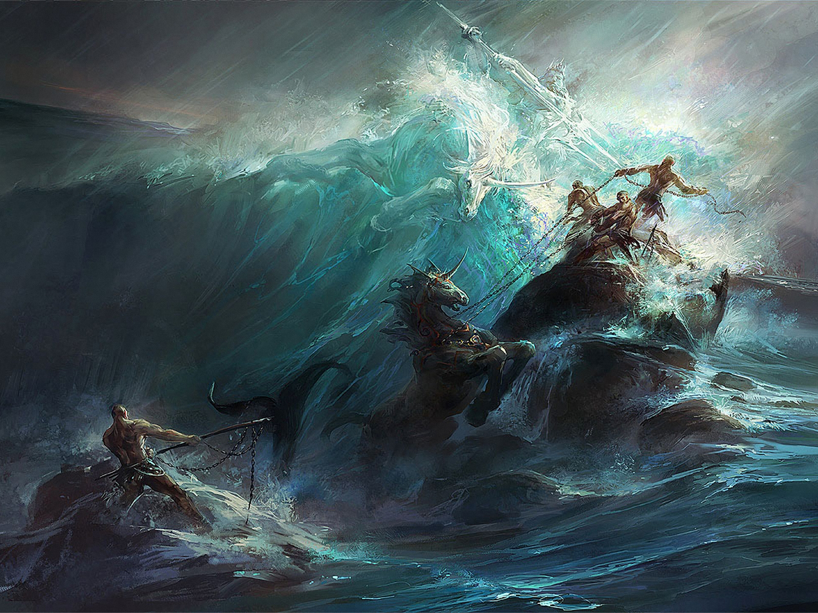 Fantasy battle of gods. Incredible desktop wallpaper.
