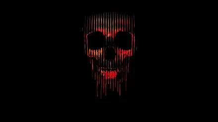 Final Destination: Bloodlines 2K Quad HD PC desktop wallpaper — red dripping skull formed by vertical streaks on a black background.