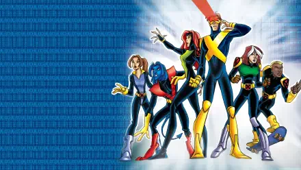 X-Men: Evolution 4K Ultra HD PC desktop wallpaper — six animated X-Men in dynamic poses against a textured blue background.