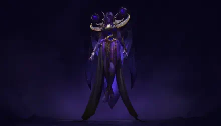 HD PC desktop wallpaper: Xal'atath from World of Warcraft: Midnight — a purple-cloaked, tentacled figure floating in a dark, mystical void; MMORPG desktop background.