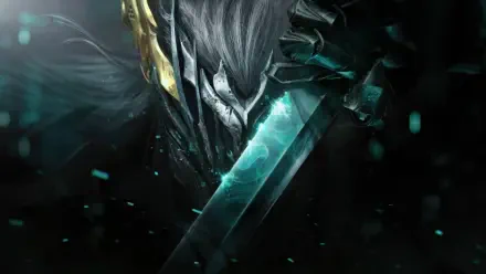 Dark armored, skull-like warrior holding a glowing teal blade, Call of Duty: Mobile video game 4K Ultra HD PC desktop wallpaper/background.