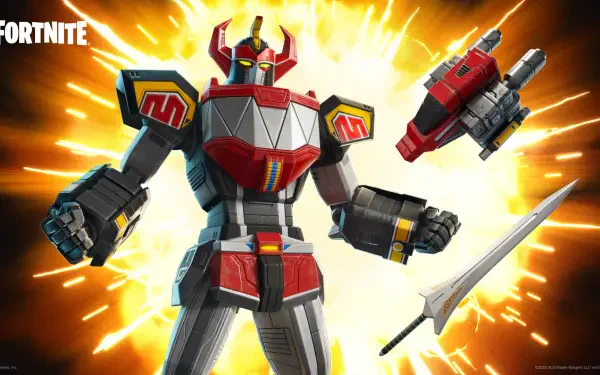 video game Fortnite Power Rangers Megazord HD Desktop Wallpaper | Background Image