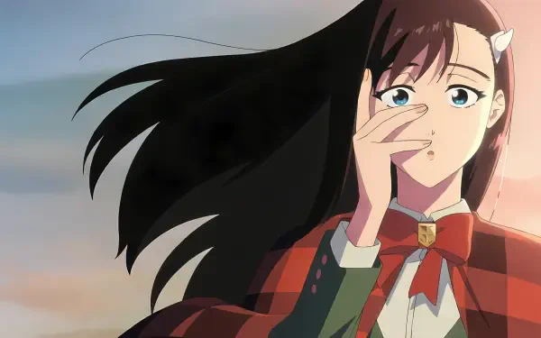 Noel Niihashi from Burn the Witch — anime girl with windblown hair and a pensive expression, 2K Quad HD PC desktop wallpaper/background.