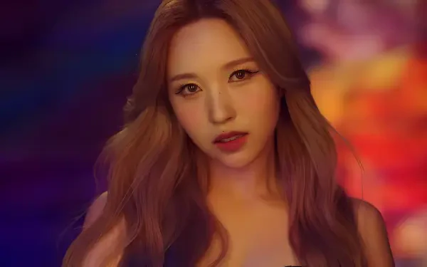 Blonde woman in a k-pop–inspired watercolor portrait with soft warm bokeh, rendered as a 4K Ultra HD PC desktop wallpaper.