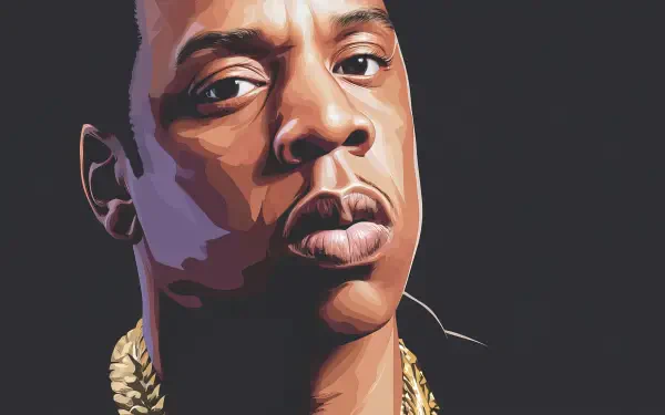 Stylized close-up digital portrait of a male rapper and singer with gold chains, dark background — 2K Quad HD PC desktop wallpaper.