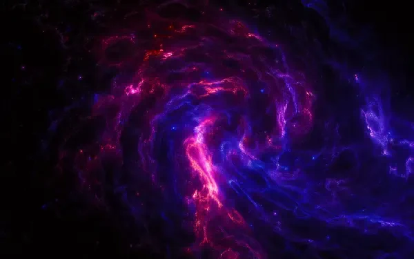 Vivid magenta and blue cosmic storm spiral nebula, high-detail 4K Ultra HD PC desktop wallpaper and background.