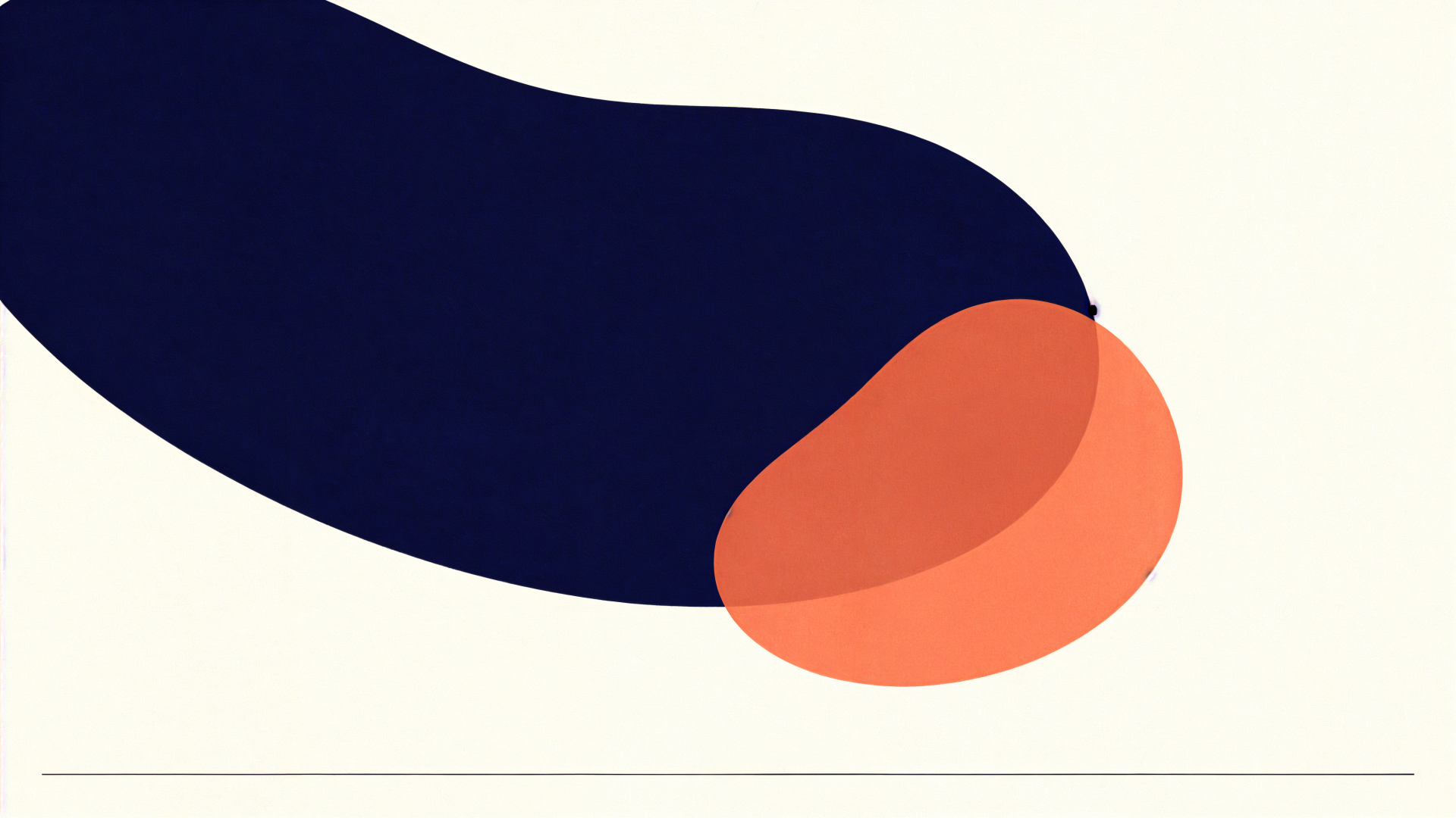 Dual-tone abstract graphic: a navy curved shape overlapping a coral-orange oval on a cream field — 4K Ultra HD PC desktop wallpaper and background.