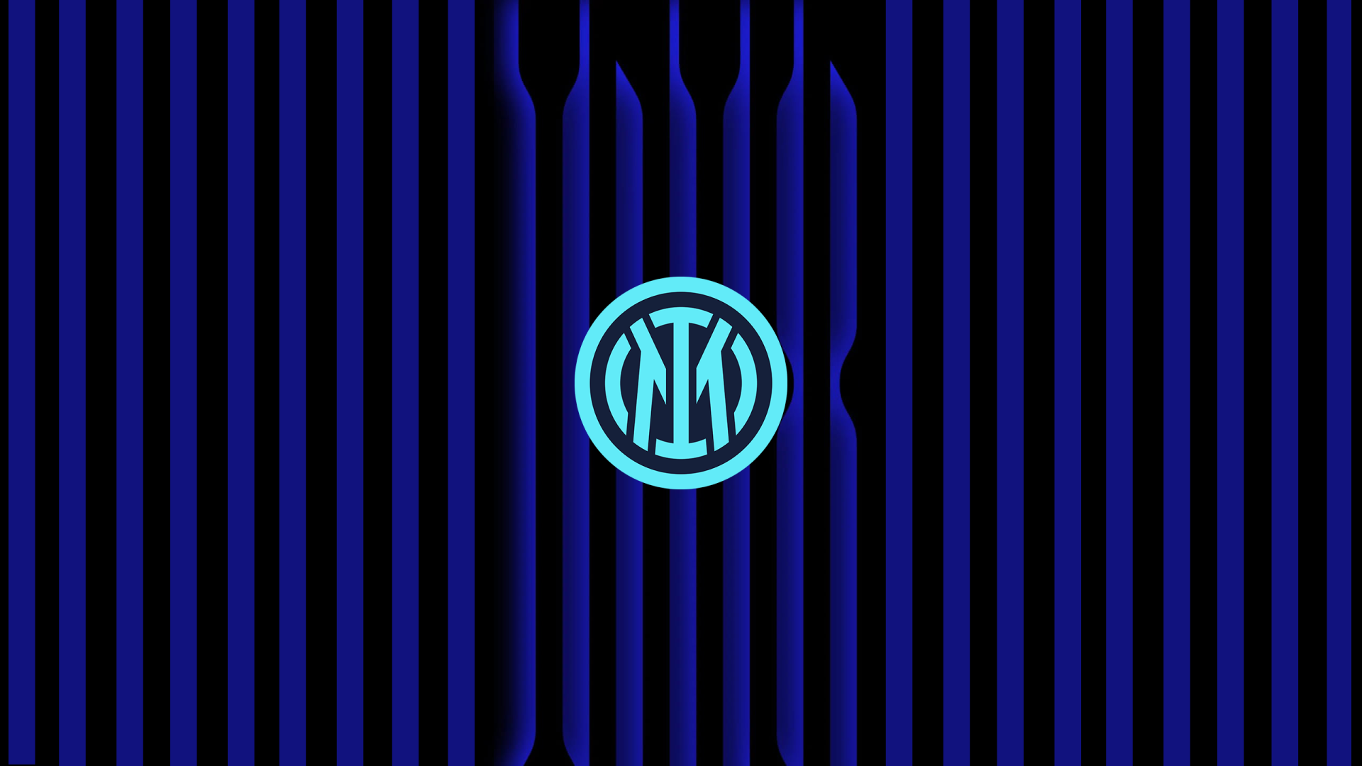 Inter Milan logo centered on blue-and-black vertical stripes, 2K Quad HD PC desktop wallpaper background.