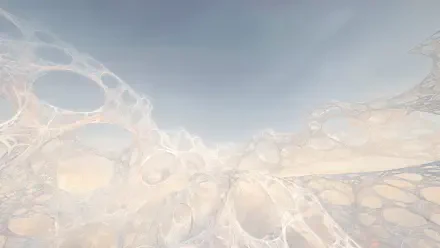 Abstract lace-like network of translucent bubbles and filigree in soft blues and creams — 4K Ultra HD PC Desktop Wallpaper and Background.