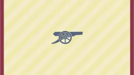 Arsenal F.C. cannon logo centered on a pale yellow diagonal-striped 2K Quad HD PC desktop wallpaper background.