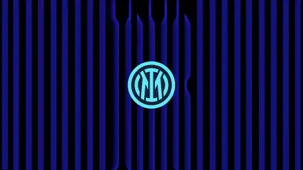 Inter Milan logo centered on blue-and-black vertical stripes, 2K Quad HD PC desktop wallpaper background.
