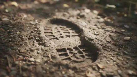 Close-up of a boot print in dirt showing bootprint and footprint texture — 2K Quad HD PC desktop wallpaper and background.