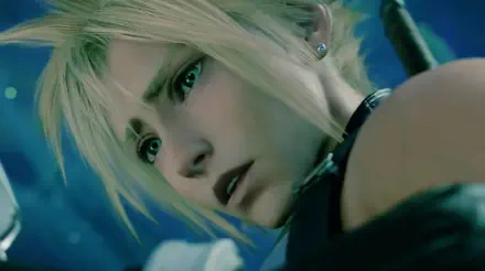 Cloud Strife in a cinematic close-up from Final Fantasy VII Revelation, 2K Quad HD PC desktop wallpaper and background.