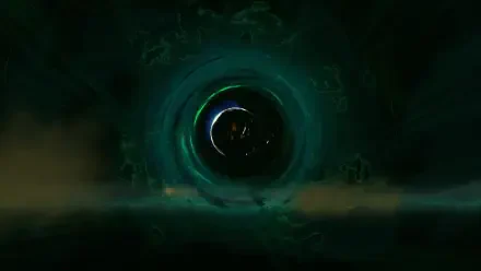 Dark teal glowing portal in a shadowy landscape, featured in an ror2 HD PC desktop wallpaper and background.