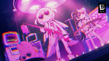 Phoenix from Zenless Zone Zero performs at a neon-lit anime concert in this 4K Ultra HD PC desktop wallpaper.