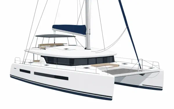 Sleek white catamaran sailboat yacht on a clean white background — 4K Ultra HD PC desktop wallpaper and background.