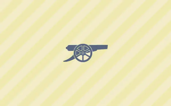 Arsenal F.C. cannon logo centered on a pale yellow diagonal-striped 2K Quad HD PC desktop wallpaper background.