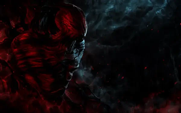 4K Ultra HD PC desktop wallpaper of a Silent Hill: Townfall alien monster — a shadowy red‑skinned creature emerging from darkness against a smoky, nightmarish Silent Hill background.
