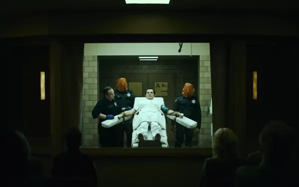 The Exorcist: Martyrs 2K Quad HD desktop wallpaper showing a patient on a stretcher in a dim hospital room.
