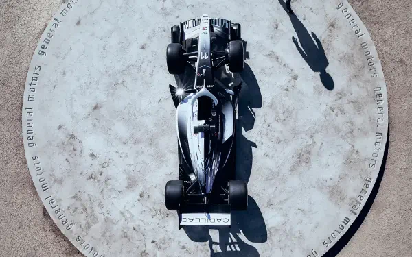 Overhead view of the Cadillac MAC-26 Formula 1 race car, a striking HD desktop wallpaper and background.