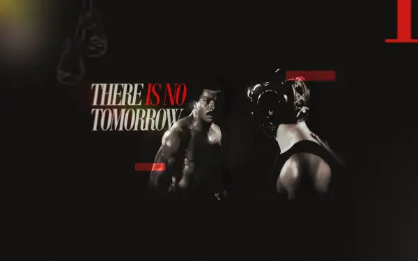 Dark Rocky II and Rocky III boxing poster featuring two fighters and “There Is No Tomorrow” text, HD PC desktop wallpaper and background.